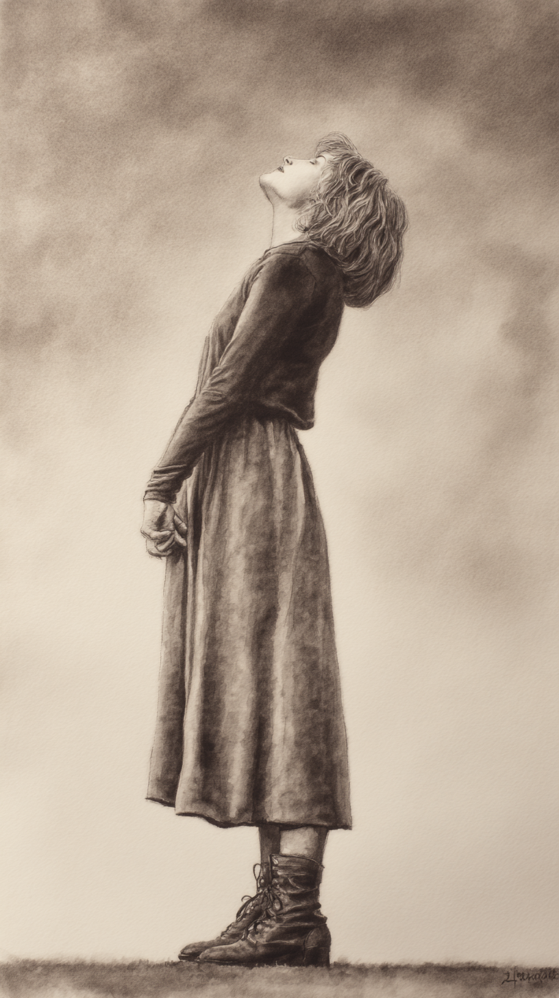 Person gazing upward in contemplation